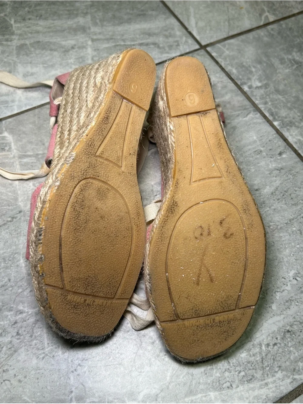 Coach Rosie Pink Suede Lace Up Espadrille Wedge Heels Women’s Size 6M